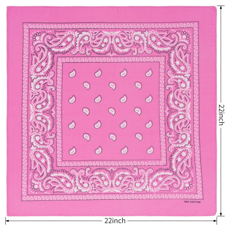 combocube 12 Pack(one dozen) Multi-Purpose novelty Pink Cotton Paisley Cowboy Bandanas Headband for Men,Women and kids - Image 2
